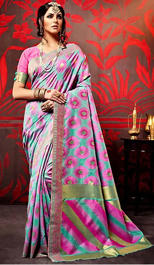 Greenish Blue Color Silk Contemporary Saree Blouse | FH488575064