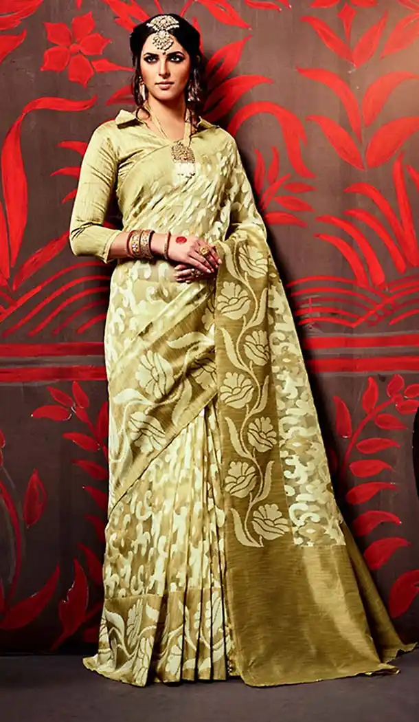 Tan Brown Color Silk Contemporary Saree Blouse | FH488575066