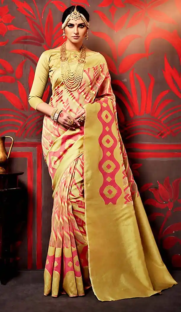 Tan Brown Color Silk Contemporary Saree Blouse | FH488575068
