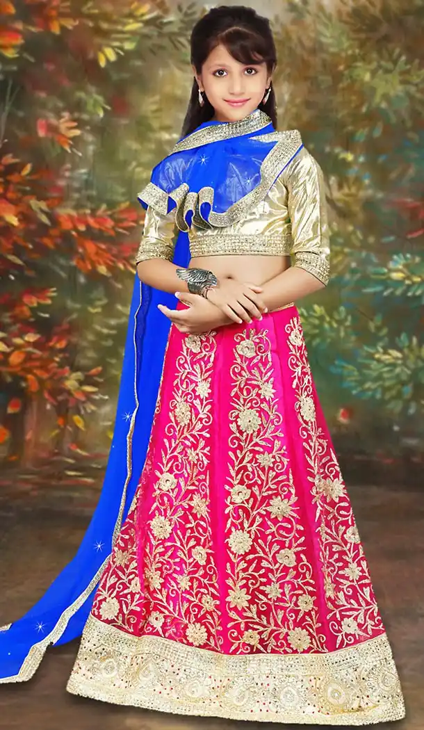 Deep Pink Color Net Girl's Readymade Lehenga Choli | FH488875102