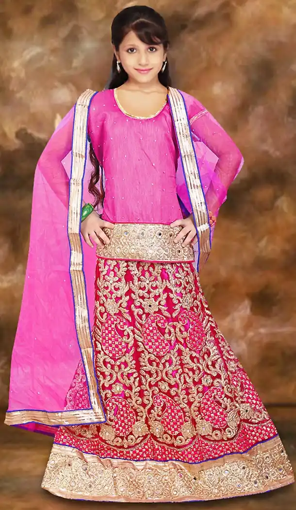 Pink Color Net A Line Style Girl Readymade Lehenga Choli | FH488975105