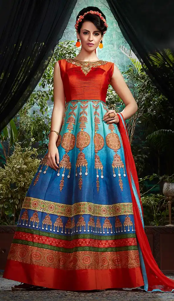 Red Color Silk Party Wear Gowns | FH489675189