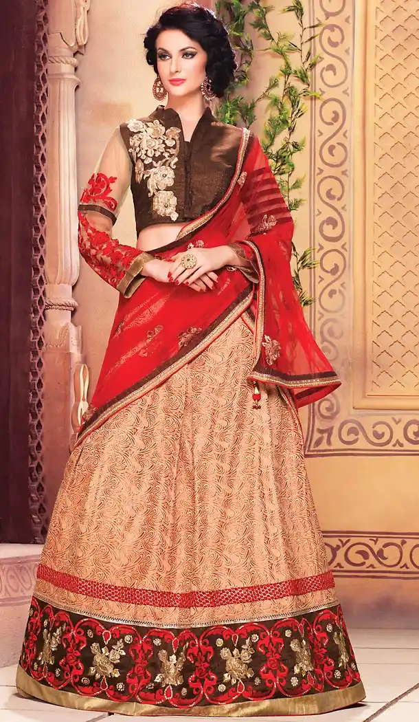Beige Color Art Silk A Line Style Designer Lehenga Choli | FH489775195