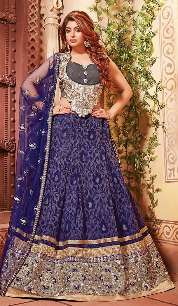 Blue Color Art Silk Circular Style Designer Lehenga Choli | FH489775199