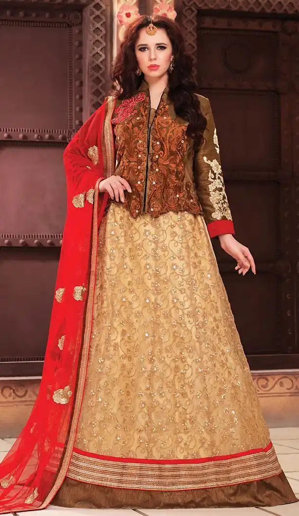 Tan Brown Color Art Silk Circular Style Designer Lehenga Choli | FH489775200