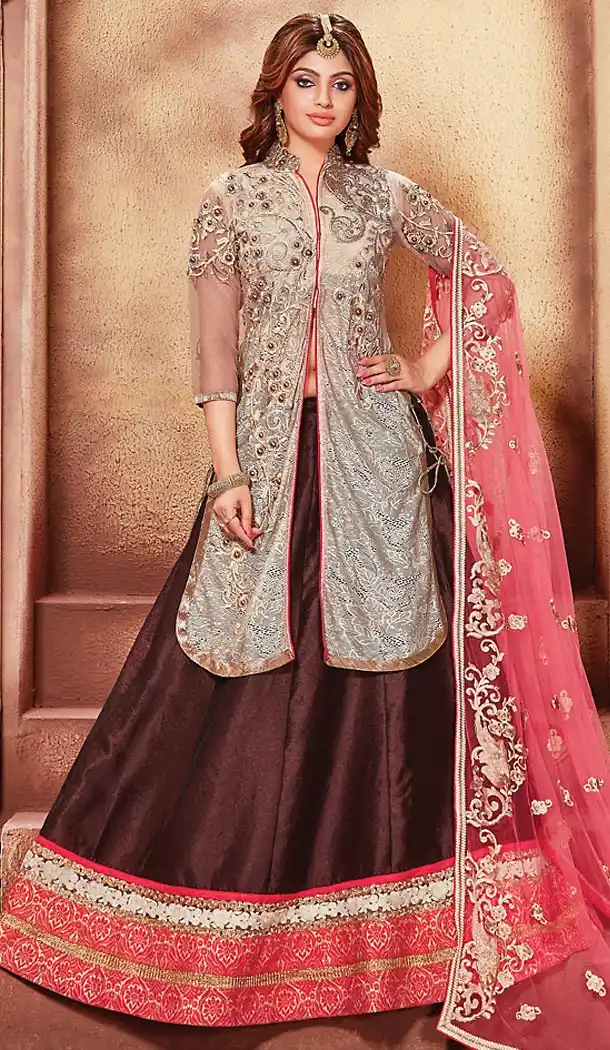 Beige Color Art Silk Circular Style Designer Lehenga Choli | FH489775206
