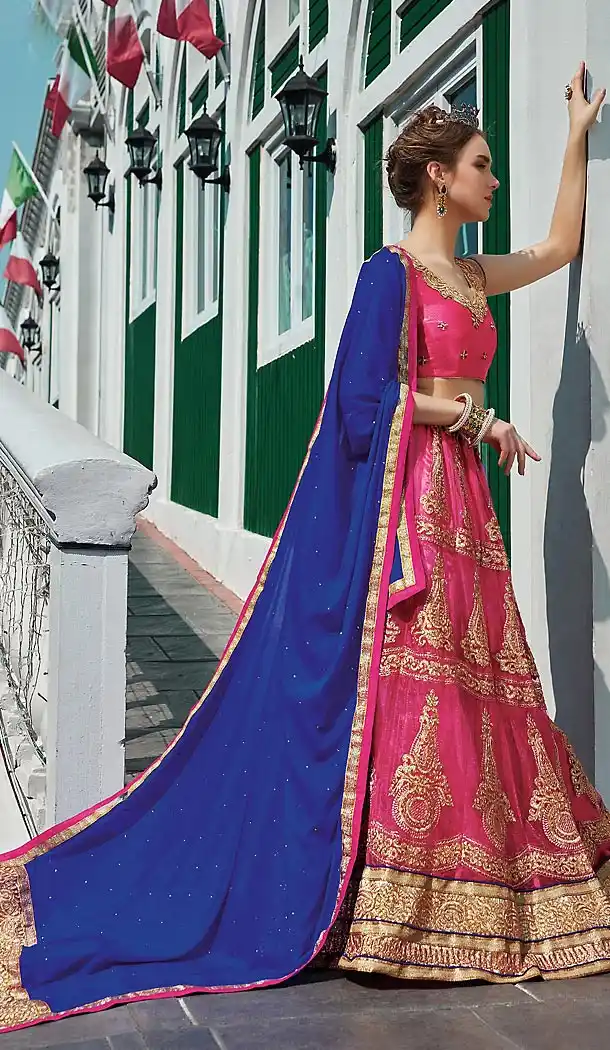 Deep Pink Color Net Circular Style Party Wear Lehenga Choli | FH489875240