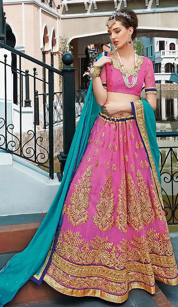 Rose Pink Color Net Circular Style Party Wear Lehenga Choli | FH489875246