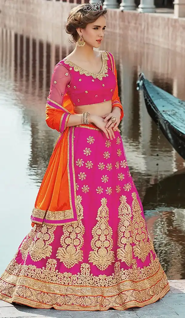 Deep Pink Color Net A Line Style Party Wear Lehenga Choli | FH489875252