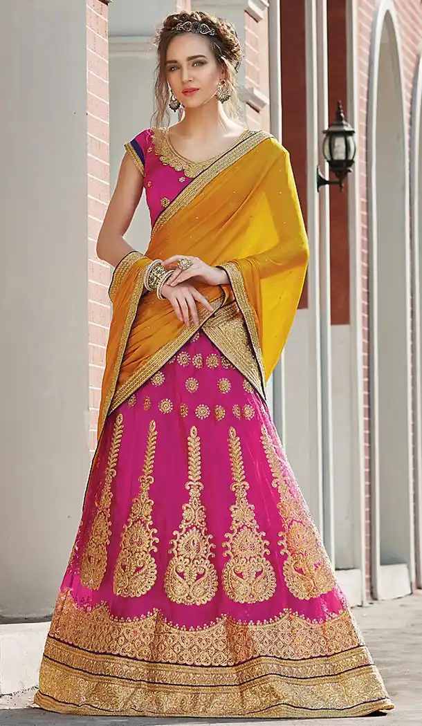 Deep Pink Color Net A Line Style Party Wear Lehenga Choli | FH489875259