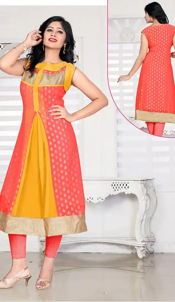 Butterscotch Color Georgette Anarkali Style Readymade Kurtis | FH490875372