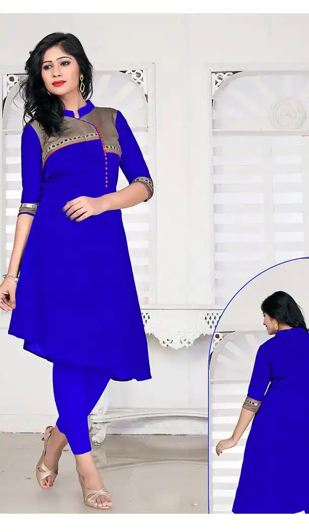 Deep Blue Color Silk Anarkali Style Readymade Kurtis | FH490875373