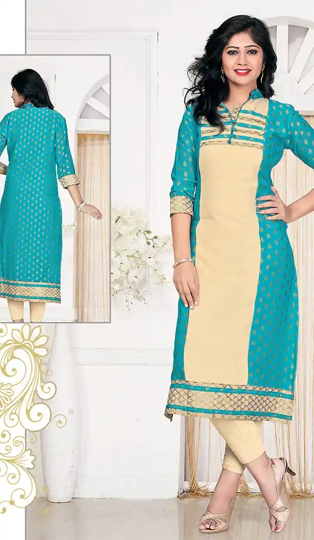 Beige Color Georgette Straight Style Readymade Kurtis | FH490875374