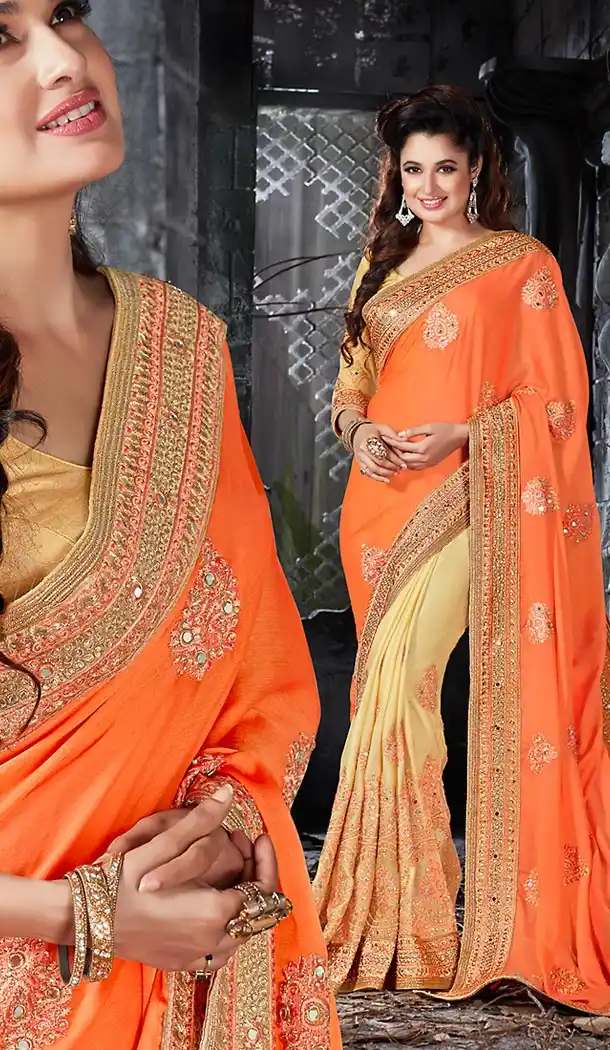 Orange Color Chiffon Designer Ethnic Wear Saree | FH492375533
