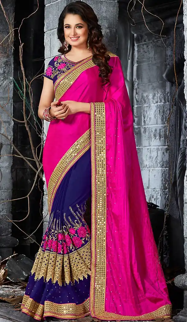 Deep Pink Color Chiffon Designer Ethnic Wear Saree | FH492375535