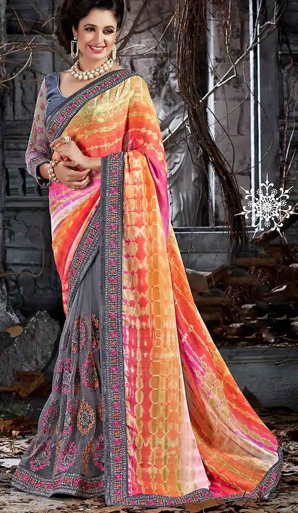 Slate Grey Color Chiffon Designer Ethnic Wear Saree | FH492375538