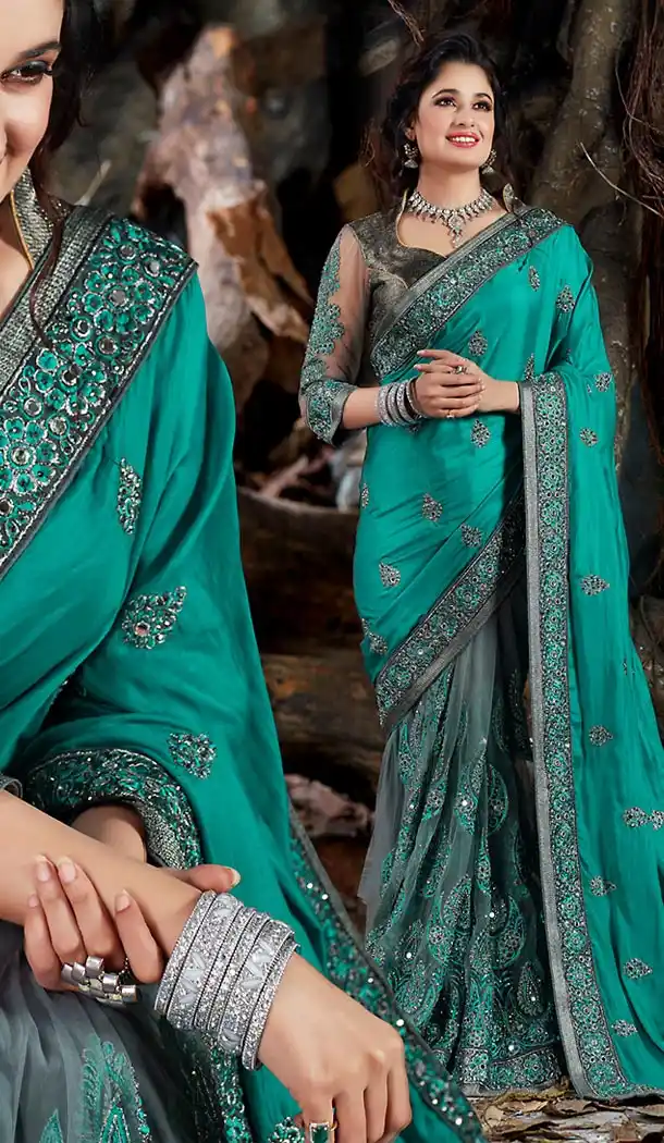 Greenish Blue Color Art Silk Designer Ethnic Wear Saree | FH492375542