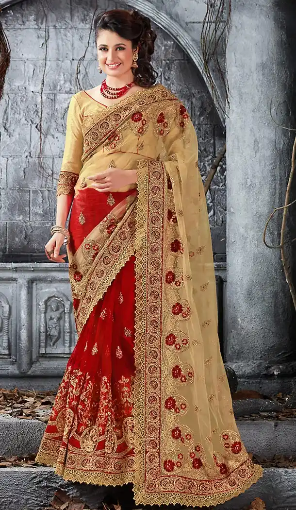 Tan Brown Color Net Ethnic Wear Designer Sarees | FH492475545