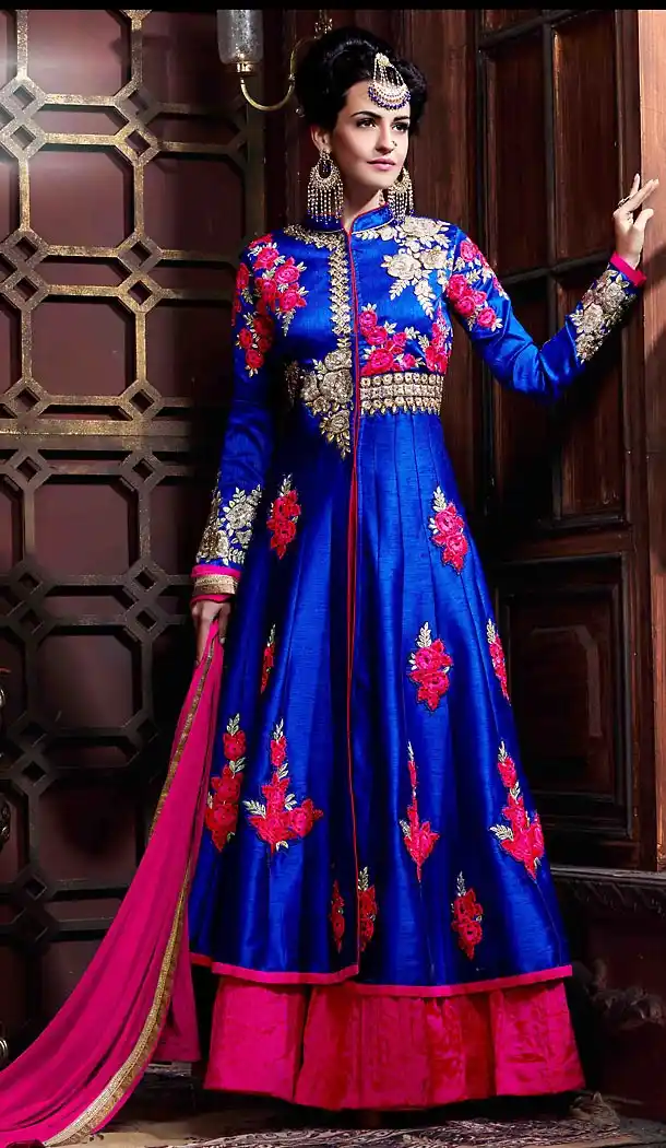 Blue Color Georgette Designer Anarkali Lehenga Kameez | FH492875597
