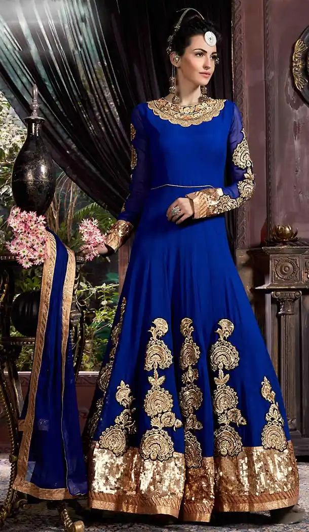 Blue Color Georgette Designer Anarkali Lehenga Kameez | FH492875603