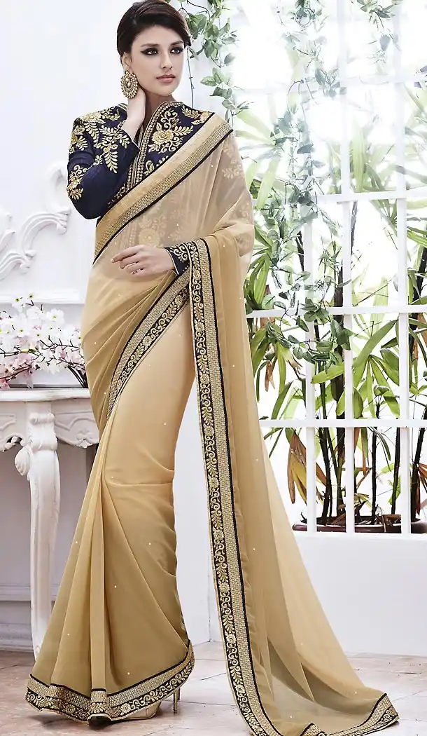 Tan Brown Color Georgette Ethnic Wear Traditional Sarees | FH493075610