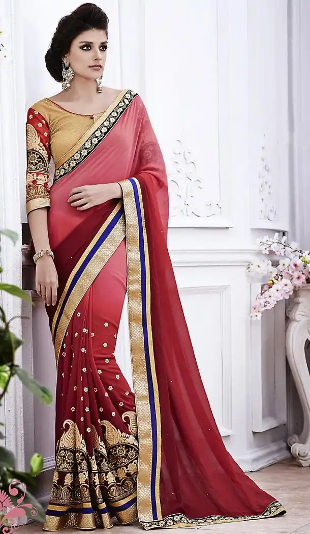 Maroon Color Georgette Ethnic Wear Traditional Sarees | FH493075613