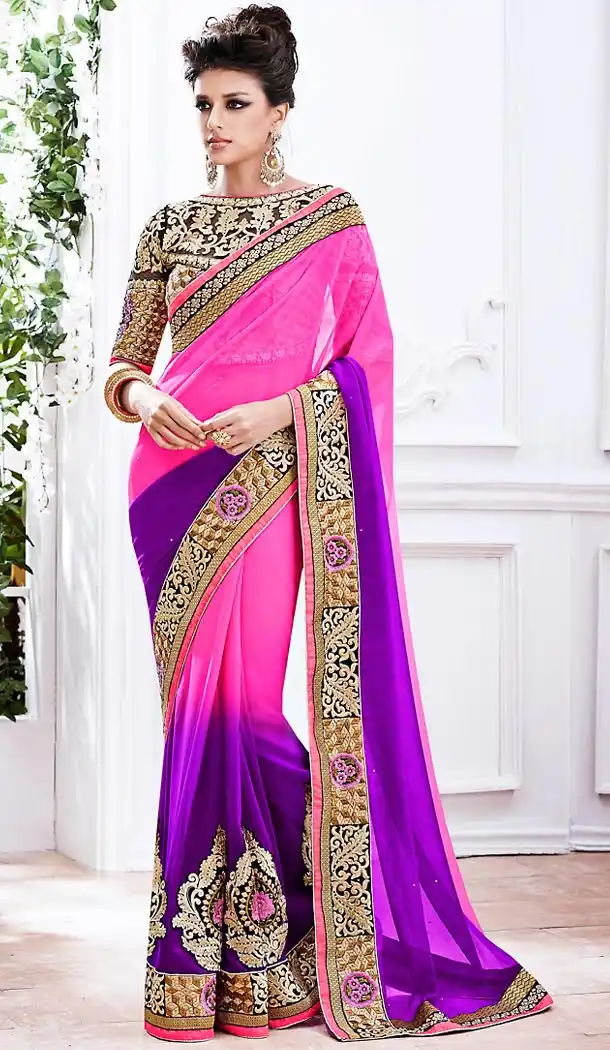 Pink Color Chiffon Ethnic Wear Traditional Sarees | FH493075619