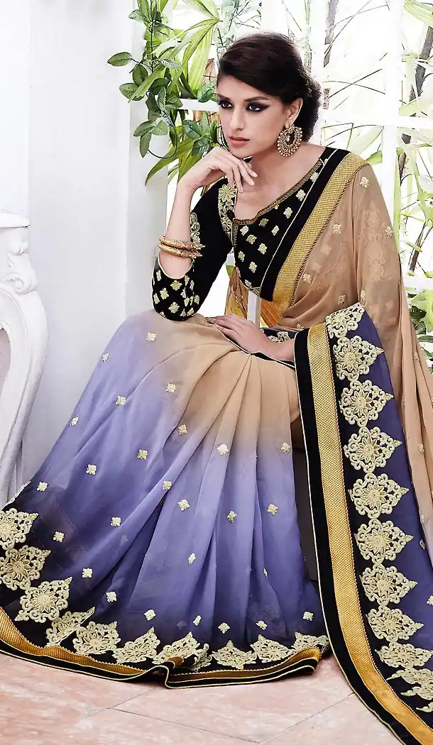 Tan Brown Color Georgette Ethnic Wear Traditional Sarees | FH493075620