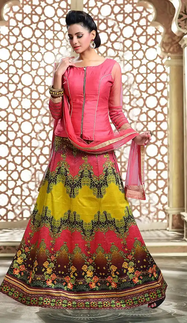 Multiple Color Art Silk A Line Style Readymade Lehenga | FH493675684