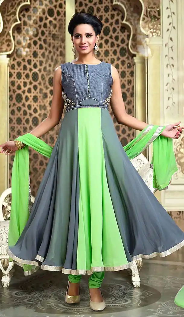 Mint Green Color Art Silk Anarkali Style Readymade Churidar Suit | FH493775697