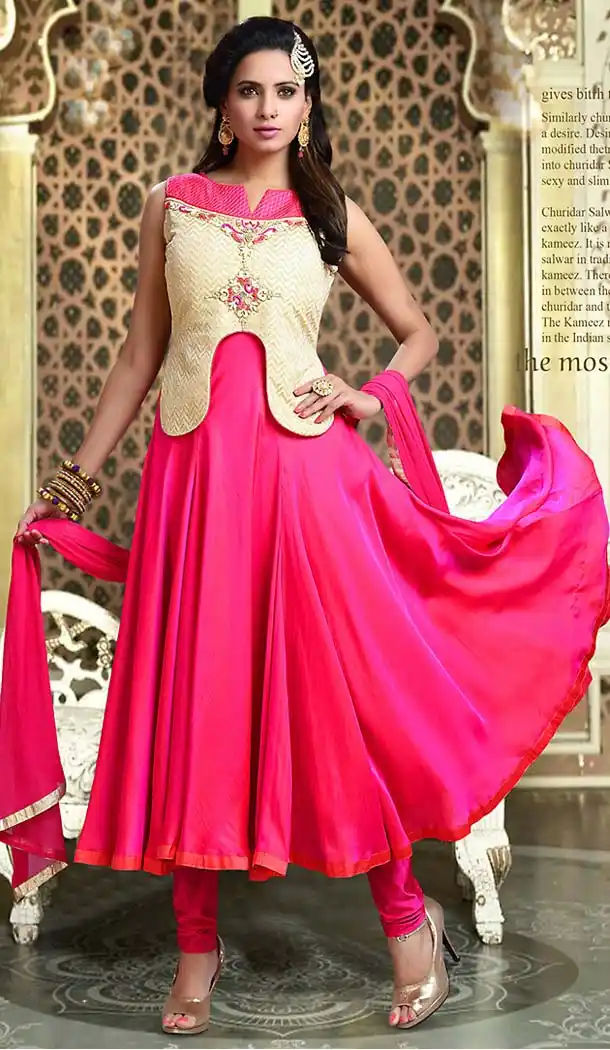 Pink Color Art Silk Anarkali Style Readymade Churidar Suit | FH493775702