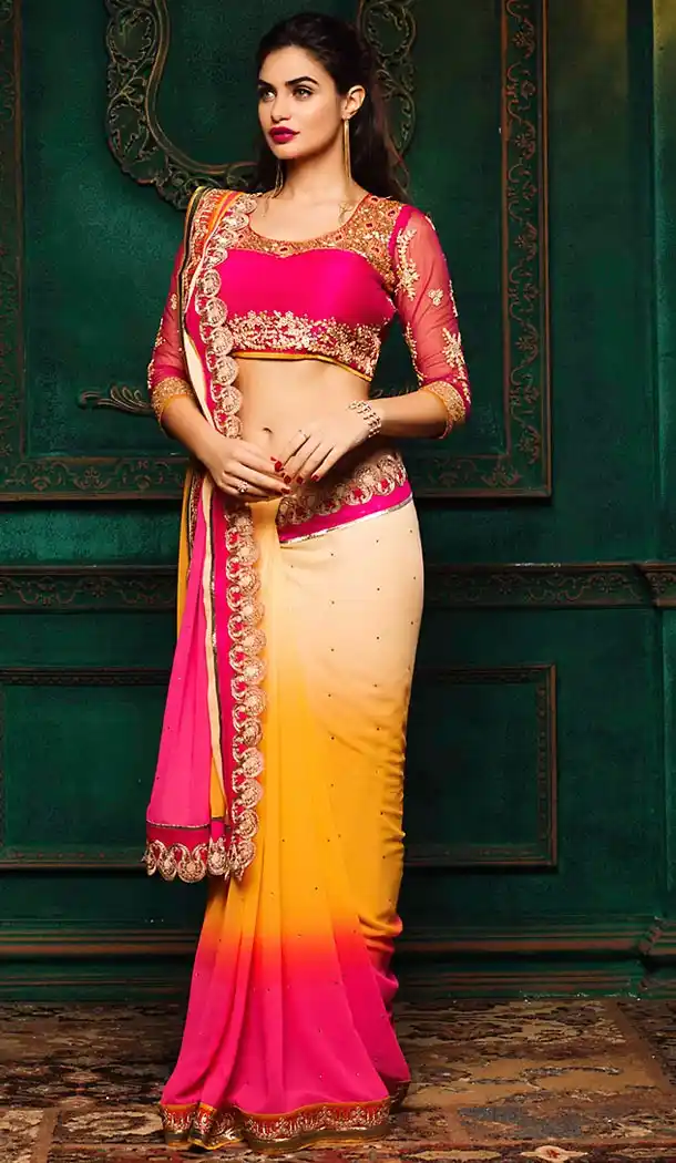 Deep Pink Color Georgette Traditional Ethnic Wear Sarees | FH493975713