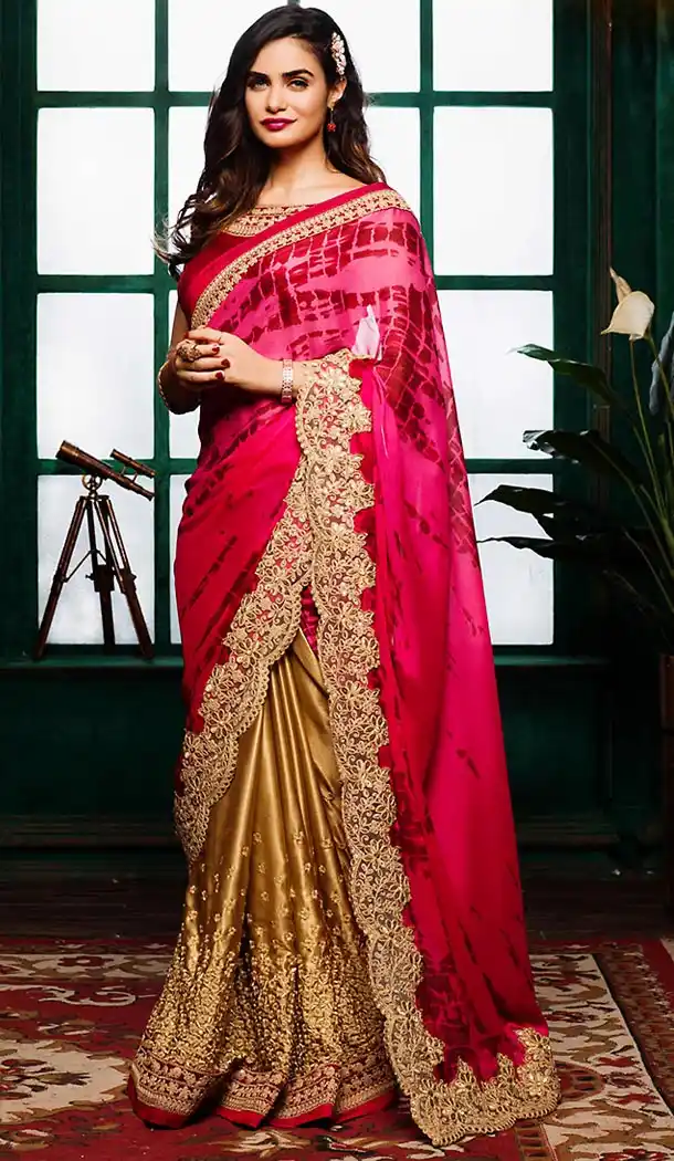 Deep Pink Color Satin Traditional Ethnic Wear Sarees | FH493975717