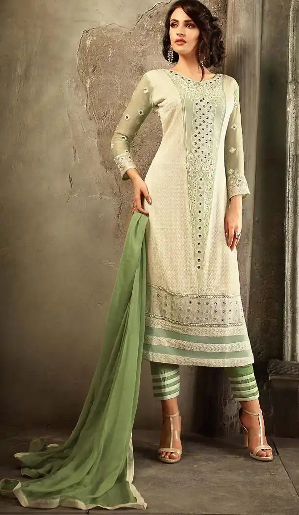 Off White Color Chiffon Straight Cut Style Narrow Pants Dresses | FH494575807