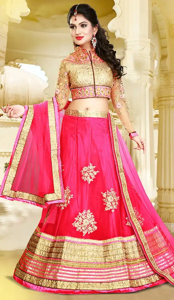Deep Pink Color Net Circular Style Designer Wear Lehenga Choli | FH495875974