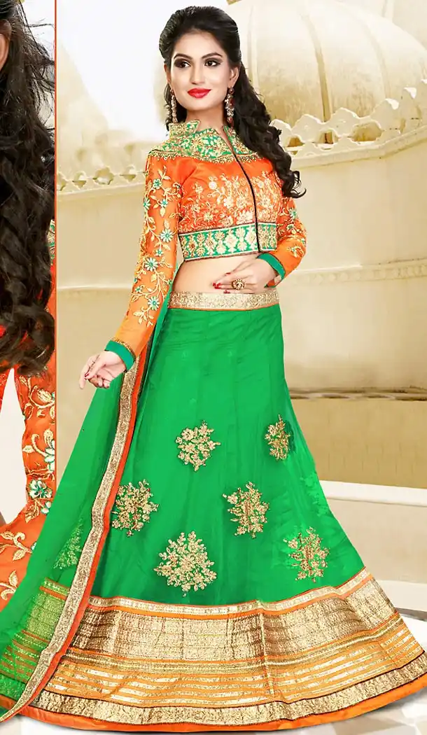 Lime Green Color Net Circular Style Designer Wear Lehenga Choli | FH495875975
