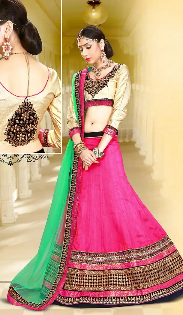 Deep Pink Color Silk Circular Style Designer Wear Lehenga Choli | FH495875979