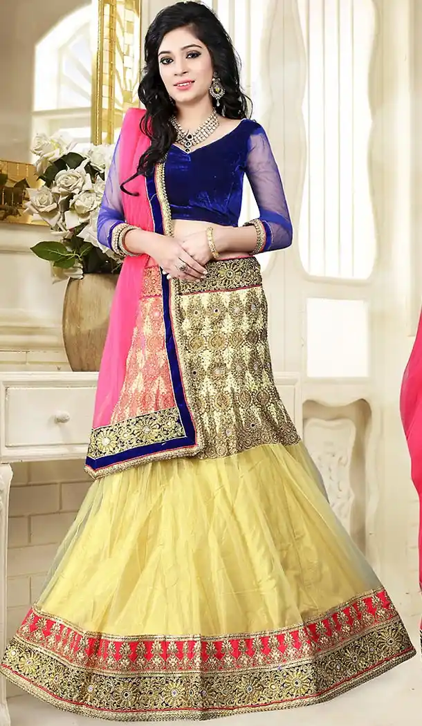 Yellow Color Net Circular Style Designer Lehenga Choli | FH496776100
