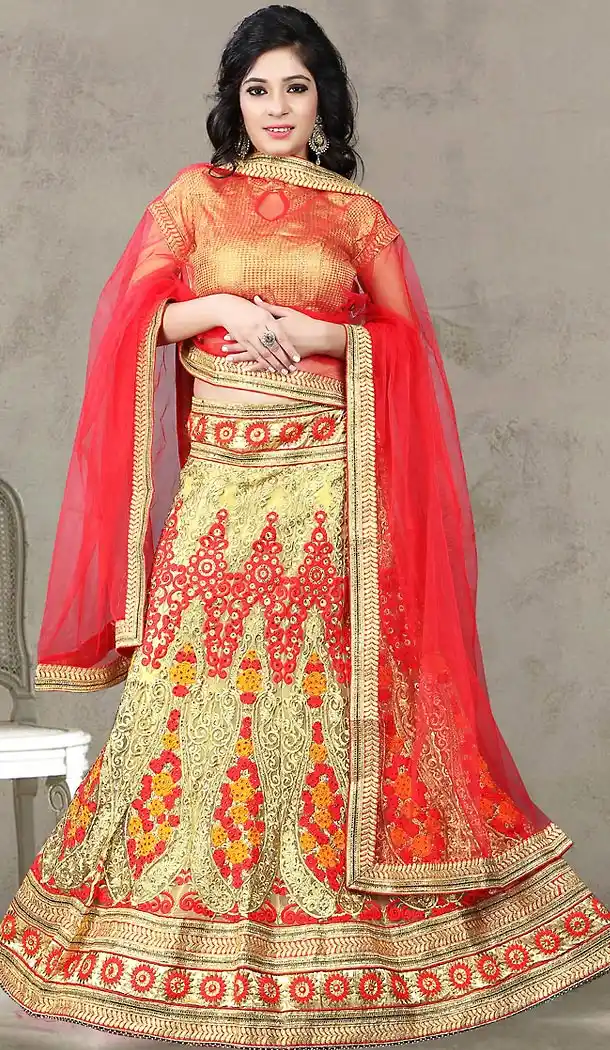 Beige Color Net Circular Style Designer Lehenga Choli | FH496776101