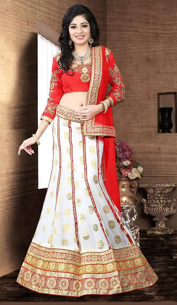 White Color Viscose Satin Mermaid Cut Style Designer Lehenga Choli | FH496776105