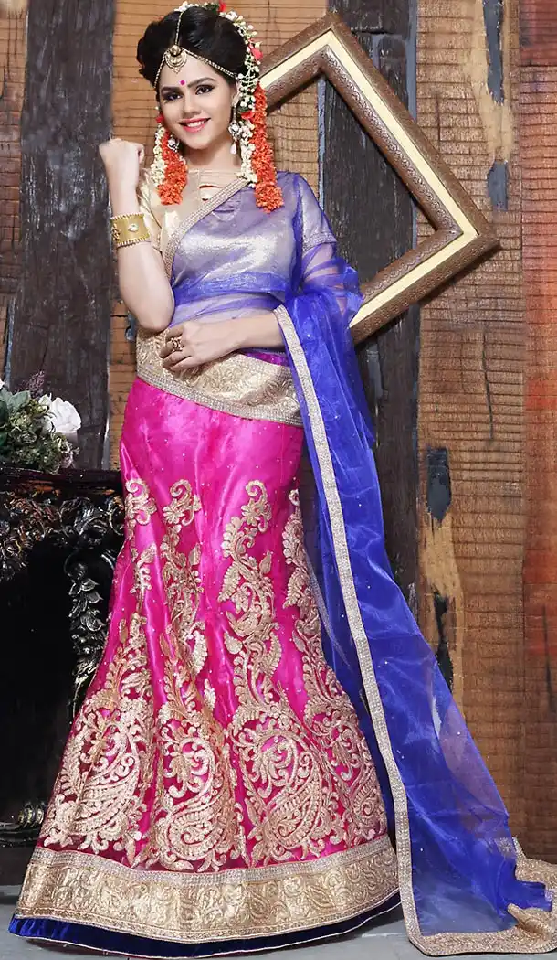 Deep Pink Color Net A Line Style Party Wear Lehenga Choli | FH497176188