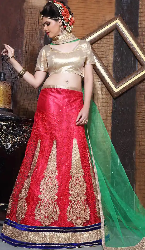 Deep Pink Color Net A Line Style Party Wear Lehenga Choli | FH497176194