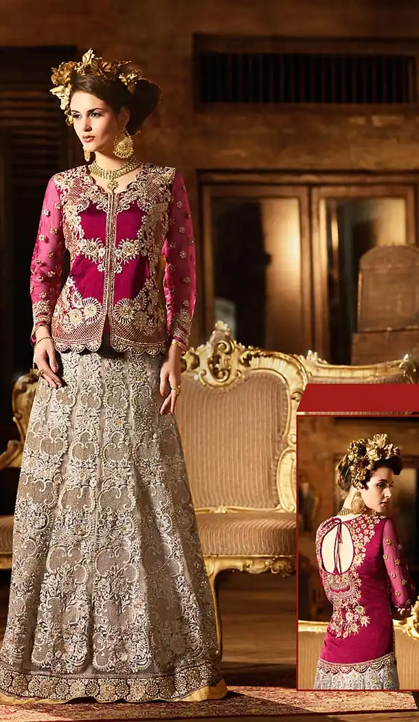 Magenta Color Silk Designer AchkanStyle Lehenga Suit | FH498076295