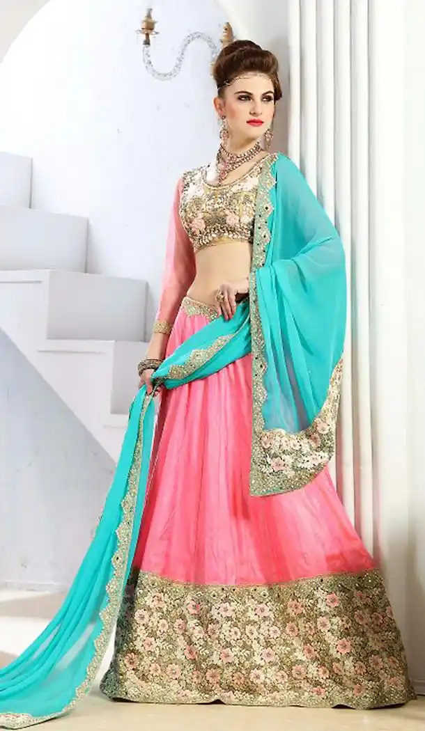 Pink Color Georgette A Line Style Ladies Lehenga Choli | FH498176298