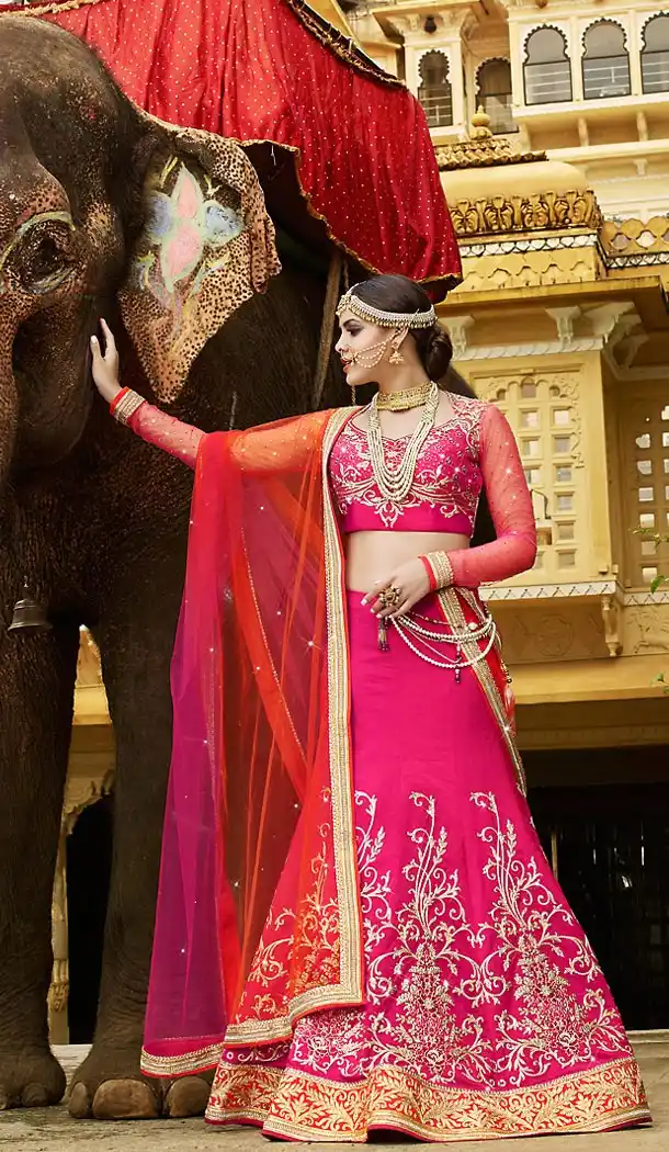 Deep Pink Color Silk A Line Style Designer Wear Lehenga Choli | FH498676355