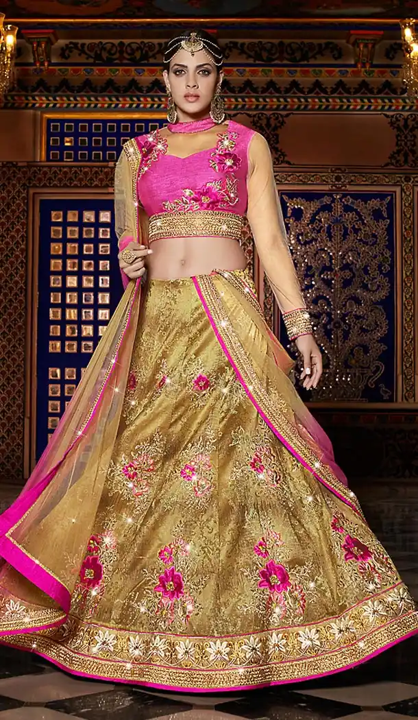 Tan Brown Color Georgette A Line Style Designer Wear Lehenga Choli | FH498676359