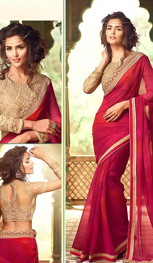 Pink Color Georgette Party Wear Saree Blouse | FH499376411