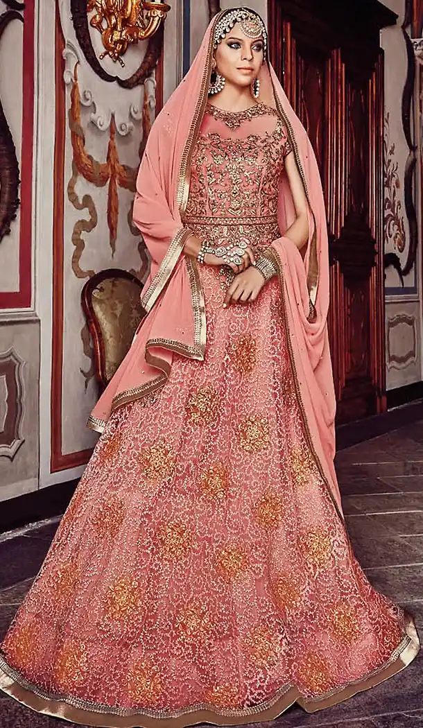 Pink Color Net Abaya Style Designer Churidar Kameez | FH499776465