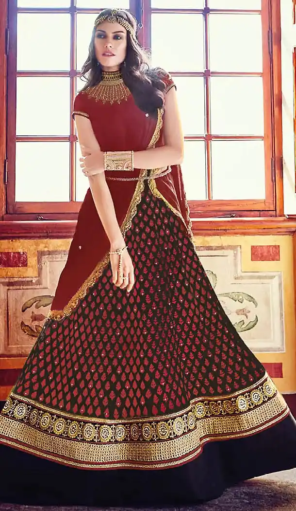 Black Color Silk Abaya Style Designer Churidar Kameez | FH499776467