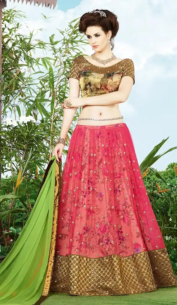 Deep Pink Color Net Circular Style Designer Lehenga Choli | FH499976483